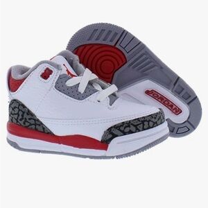 Jordan Kids White and Red Sneakers with Gray Accents